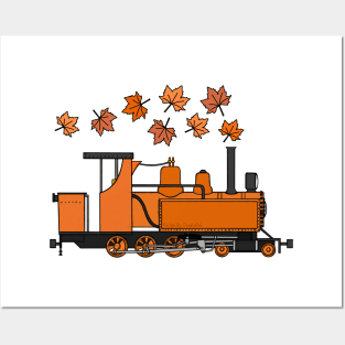 Fall Steam Train Autumn Thanksgiving Posters and Art